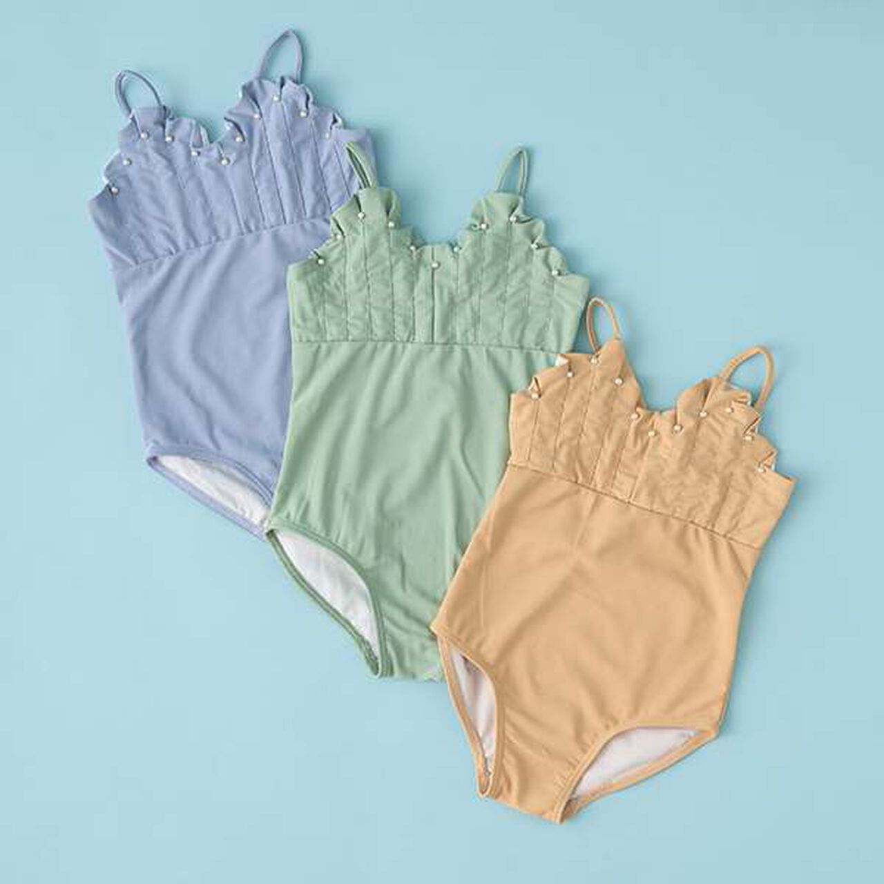 [SWIM] Pearl-Accented Mermaid One-Piece Dress,Mustard, large image number 1