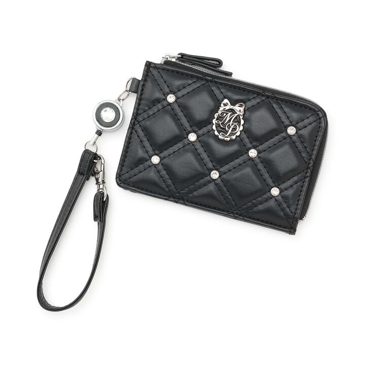 Rhinestone Card Holder with Reel,Black, medium image number 0
