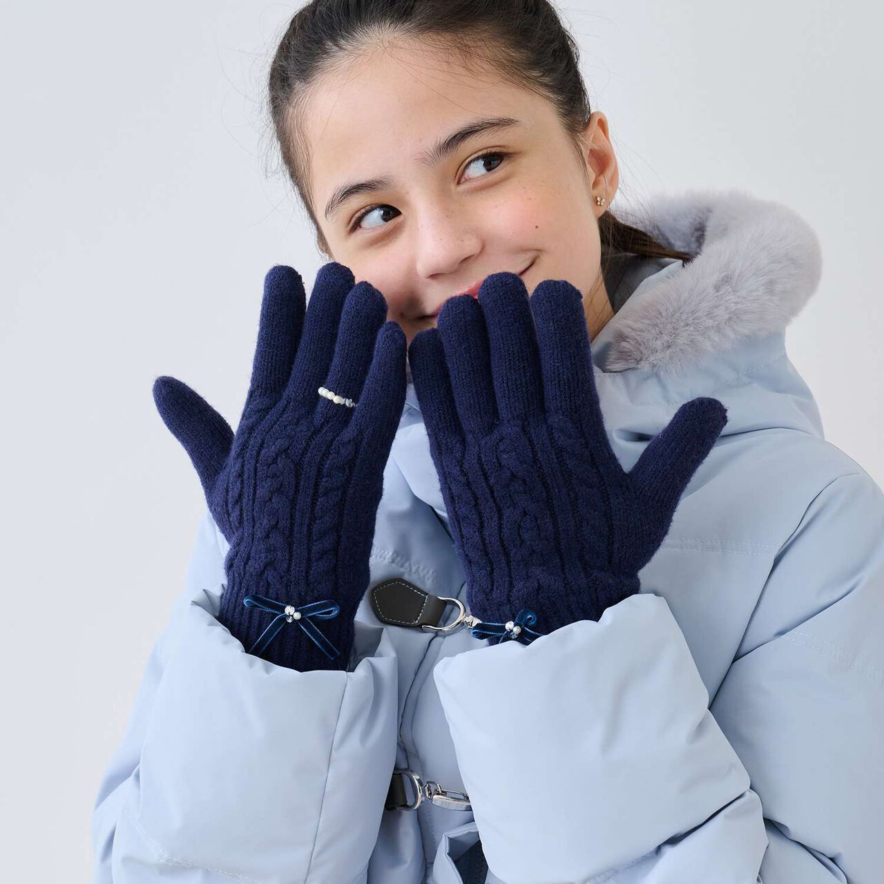 Shaggy Lined Gloves,Navy, large image number 0