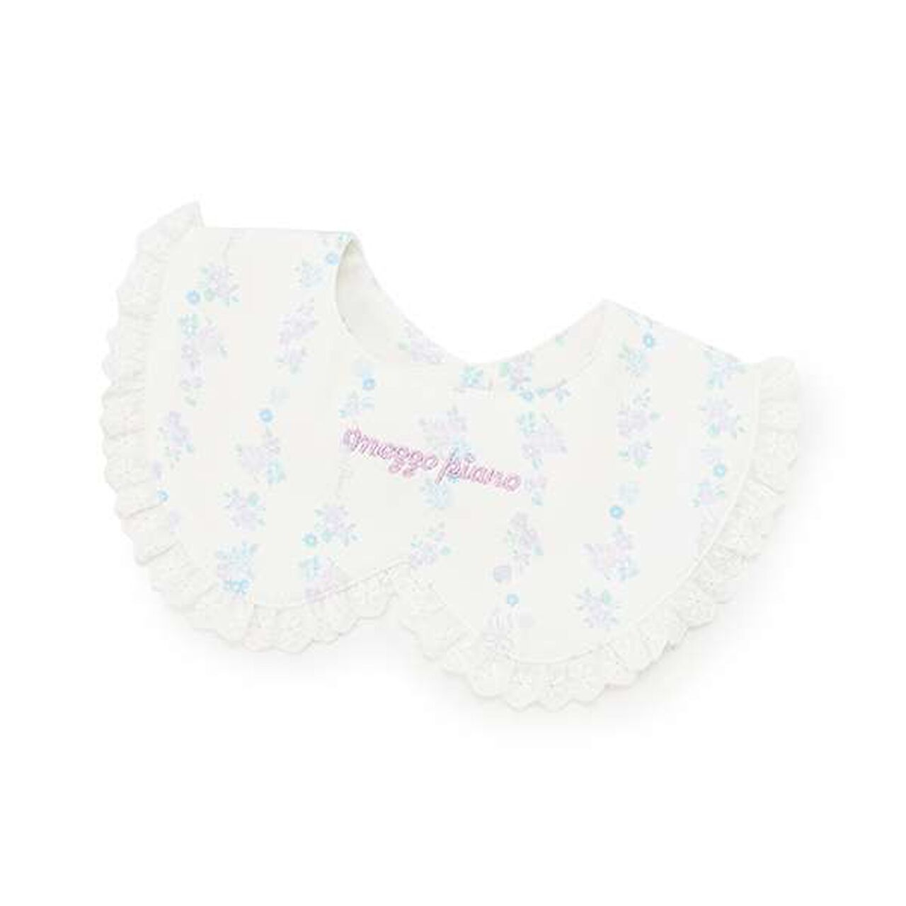 Stripe Floral Pattern Collar Bib,Off white, large image number 0