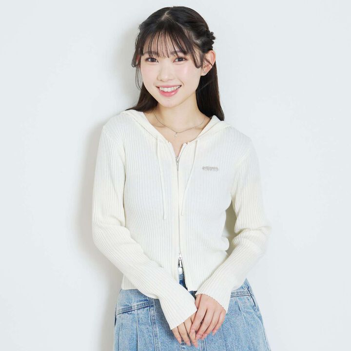 [LTXC] [Arael] Rib Zip Hoodie,Off white, medium image number 1