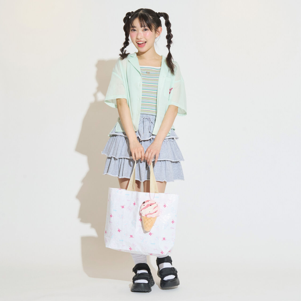 [31 Ice Cream] [LTXC] Open Collar Shirt,White, large image number 4