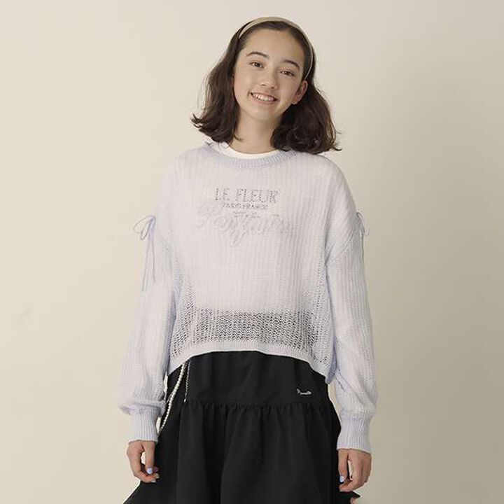 Mesh Knit + Long Sleeve T-Shirt Set,Blue, medium image number 6