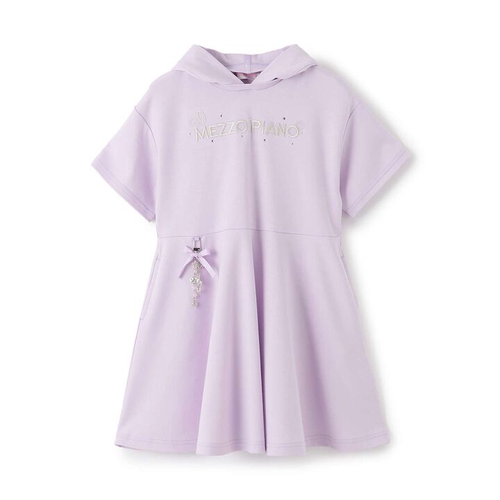 Short-Sleeve Parka One-Piece Dress with Animal Ears Charm,Turquoise, medium image number 16