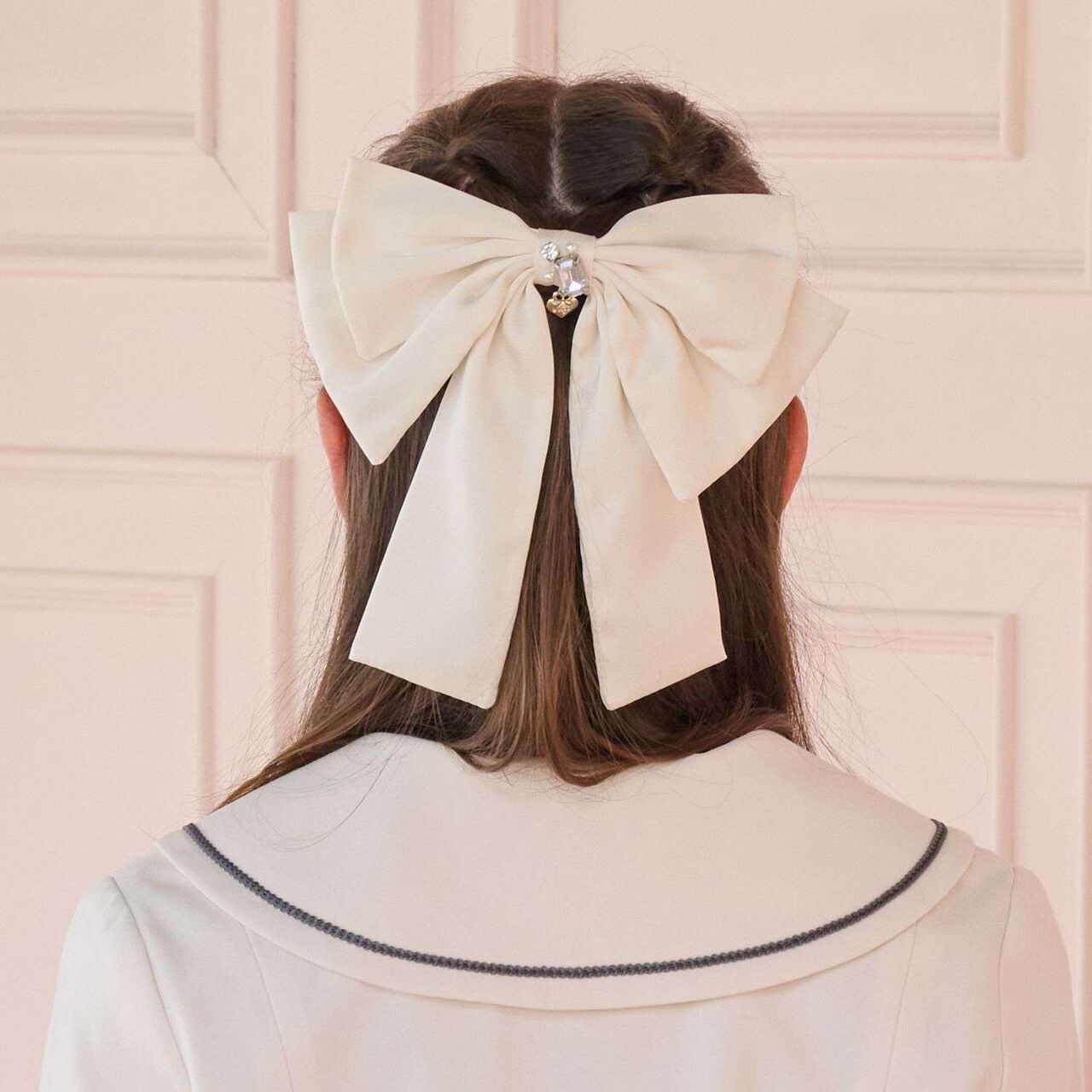 Big Ribbon Barrette♪,Ivory, large image number 0