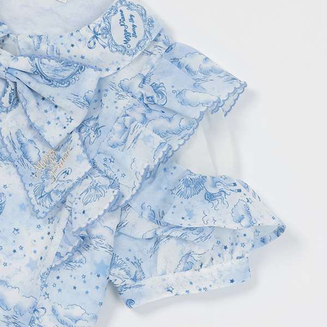Frill Bow Tie Blouse,Blue, large image number 12