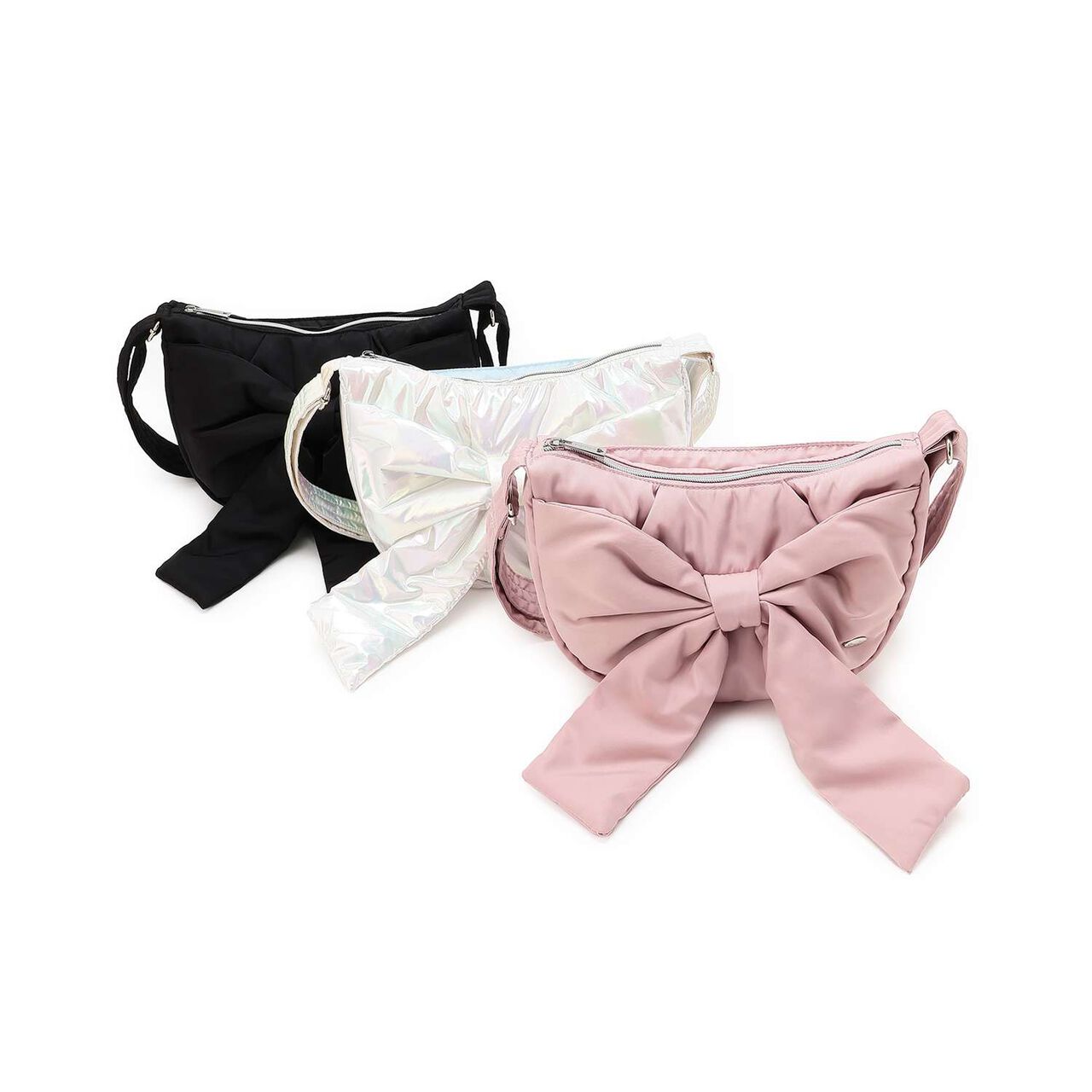 Fluffy Ribbon Crescent Shoulder Bag,Black, large image number 9