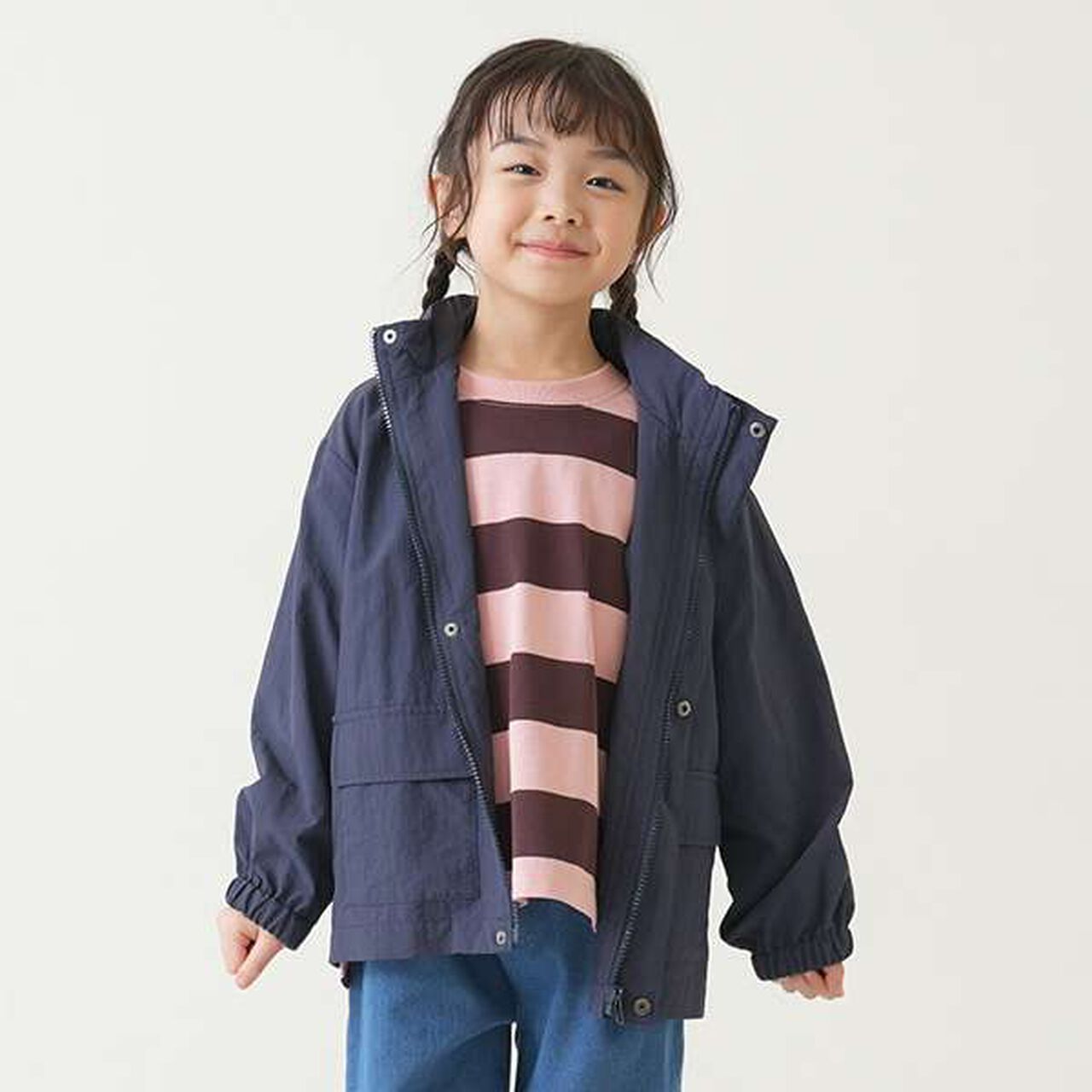 Stand Collar Windbreaker,Red, large image number 31