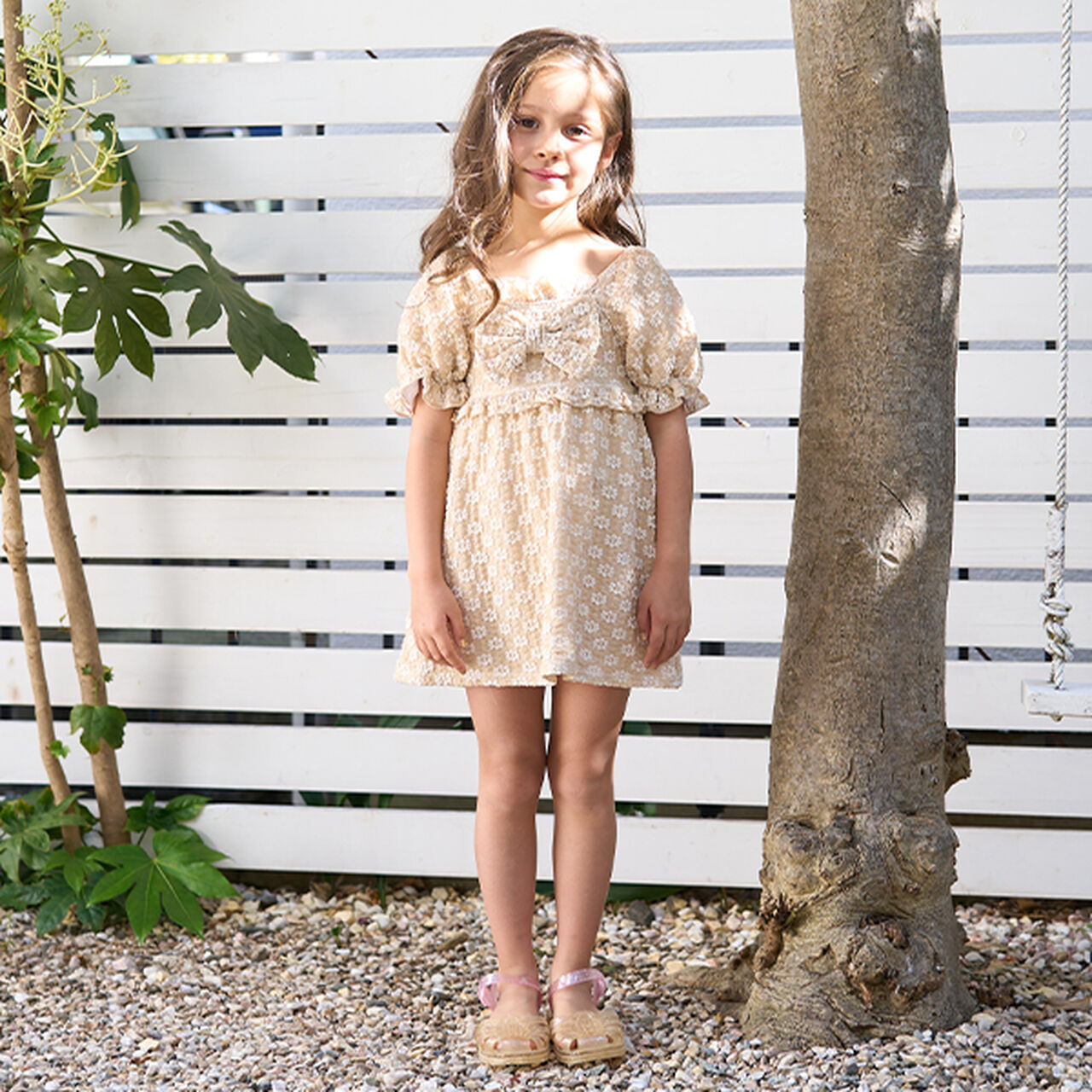 [SWIM] [UV Processing] Flower Jacquard One-Piece Dress Style Separates,Beige, large image number 4
