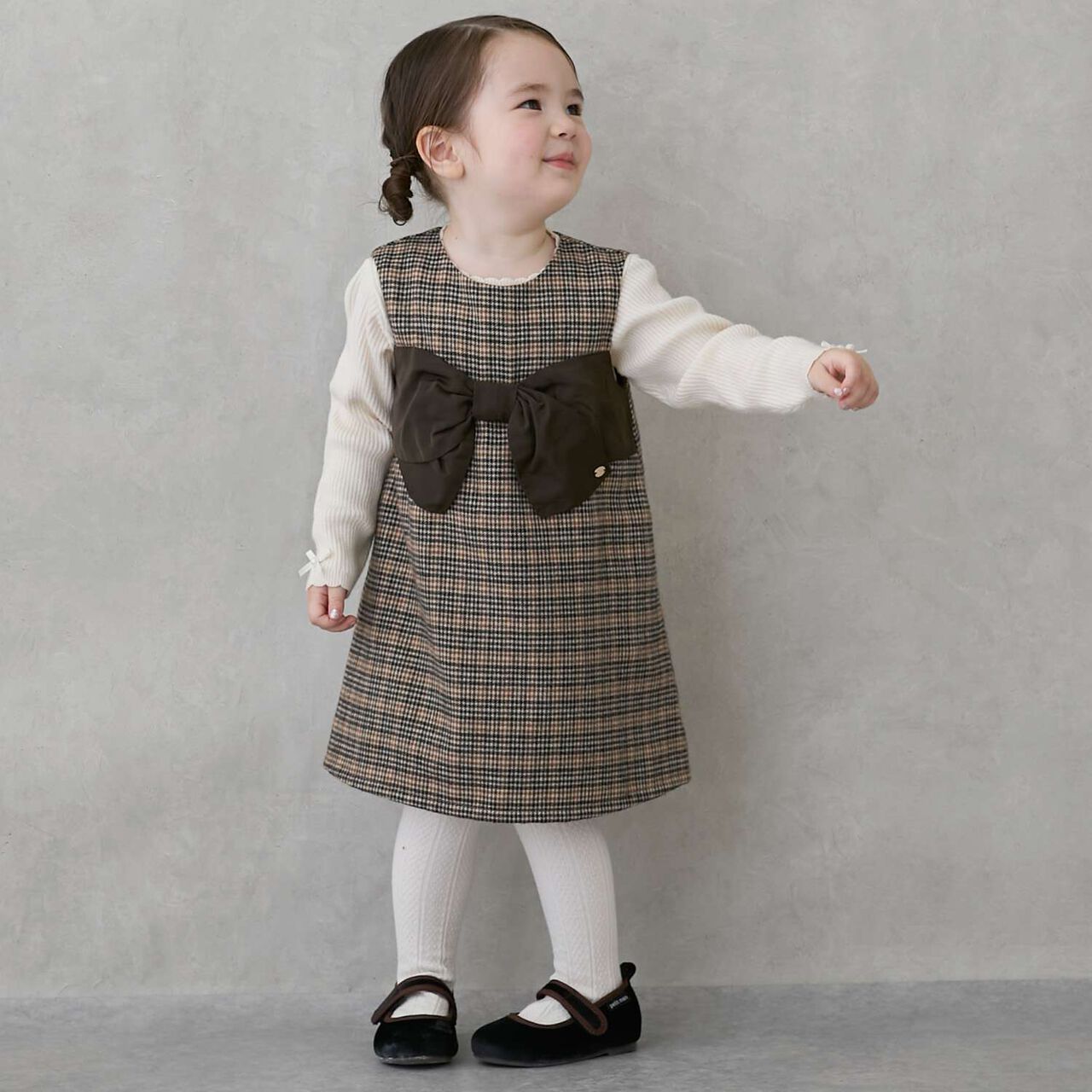 Parent-Child Matching Ribbon Jumper Skirt,Gray, large image number 5