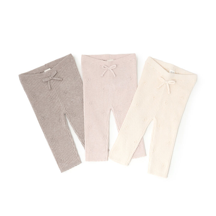 Knit Flower Leggings,Mocha tea, medium image number 5
