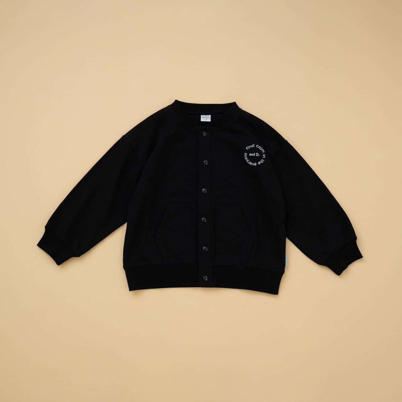 Sweatshirt Crew Neck Cardigan,Black, large image number 9