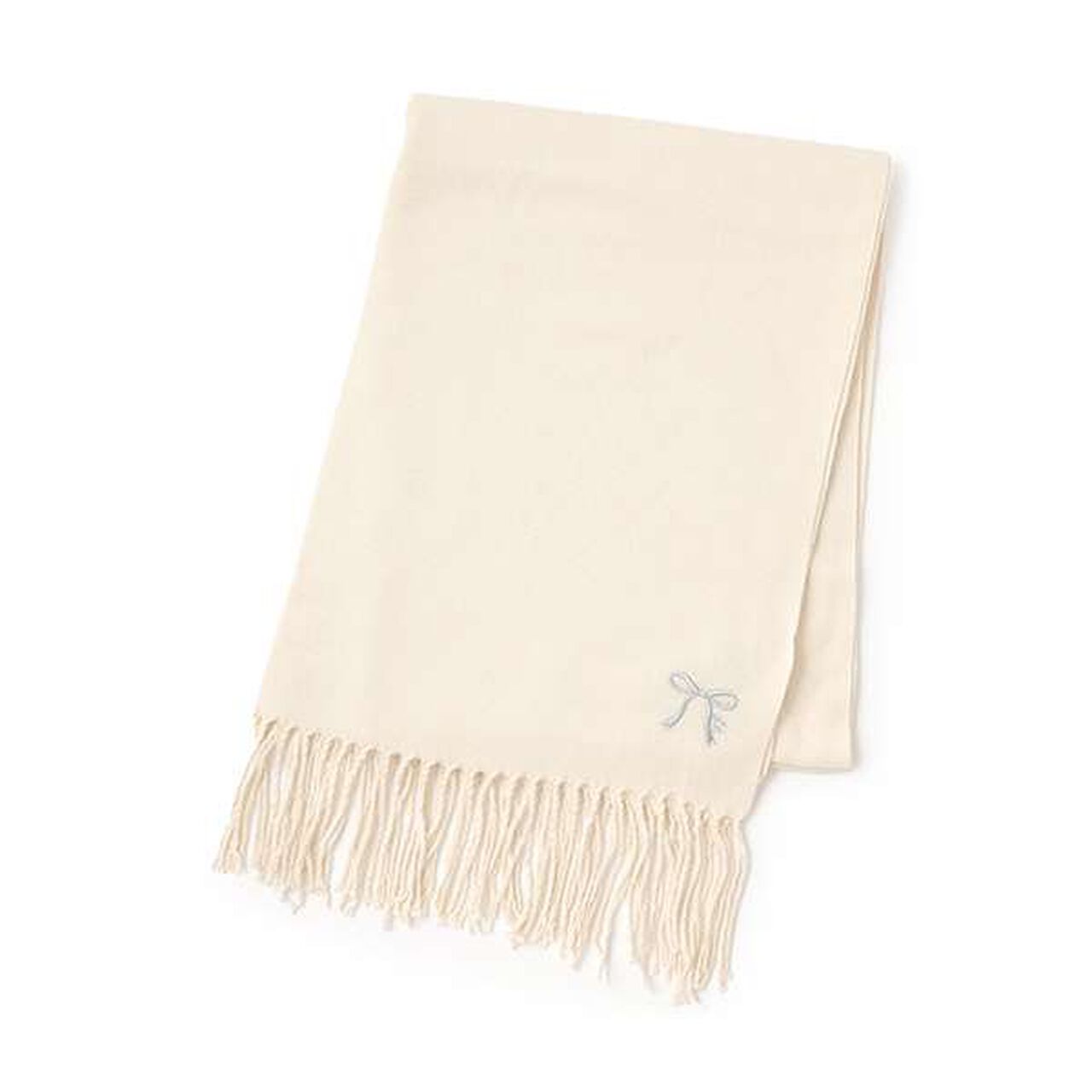 Ribbon Embroidered Scarf,Ivory, large image number 0