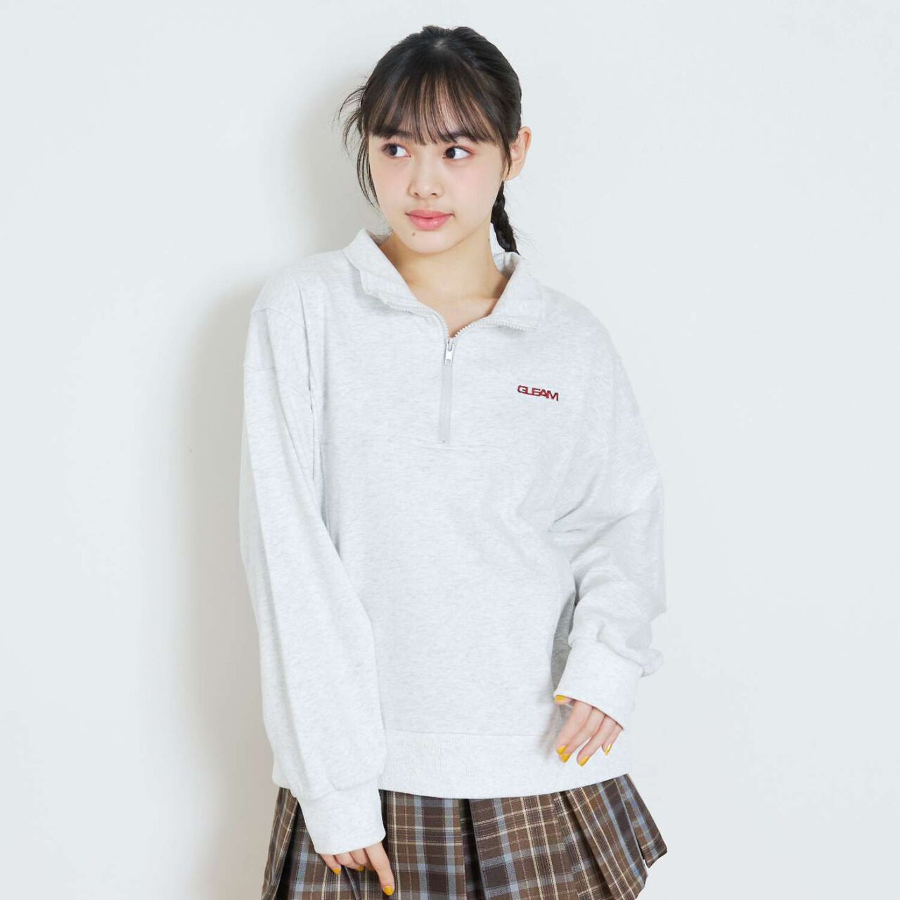 [LTXC/Cotton 100%] Half ZIP Pullover,Smoke white, large image number 0