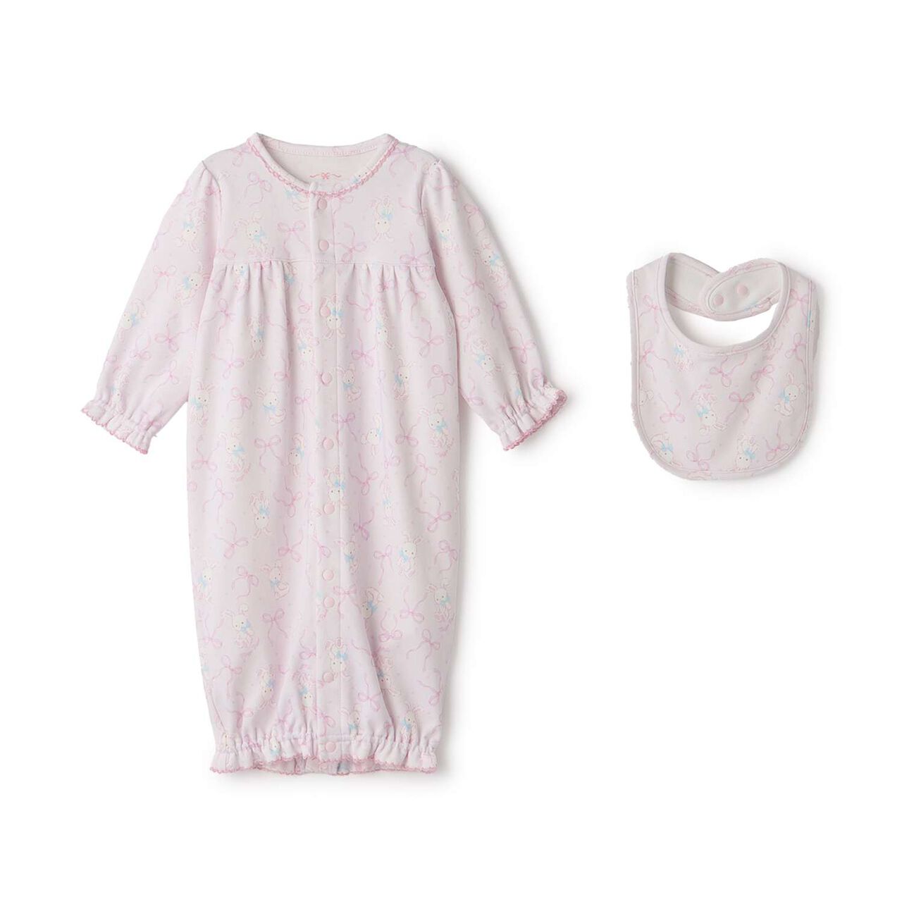 [Box Included] Rabbit Ribbon Pattern 2WAY All-in-One & Bib Set,Off white, large image number 5