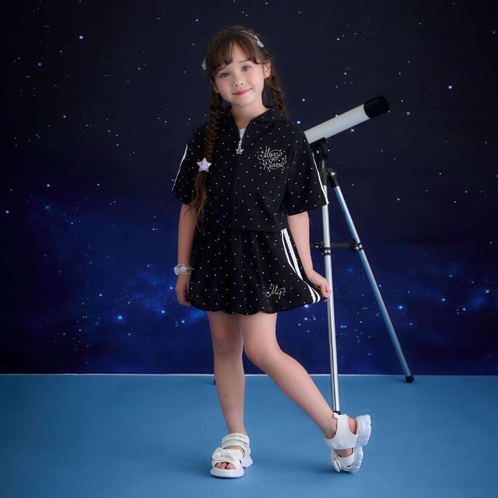 Short-Sleeve Zip Parka & Balloon Skirt Outfit Set [Cool Touch],, medium