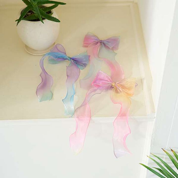 Aurora Big Ribbon Hair Clip,Pink, medium image number 1