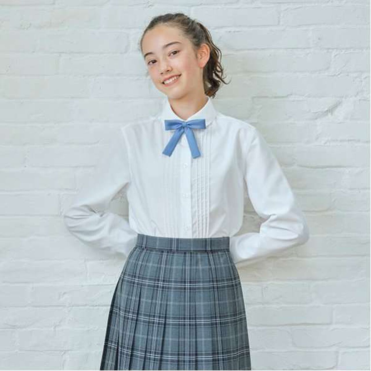 Wrinkle-Resistant Round Collar Long-Sleeve Shirt,, large image number 0