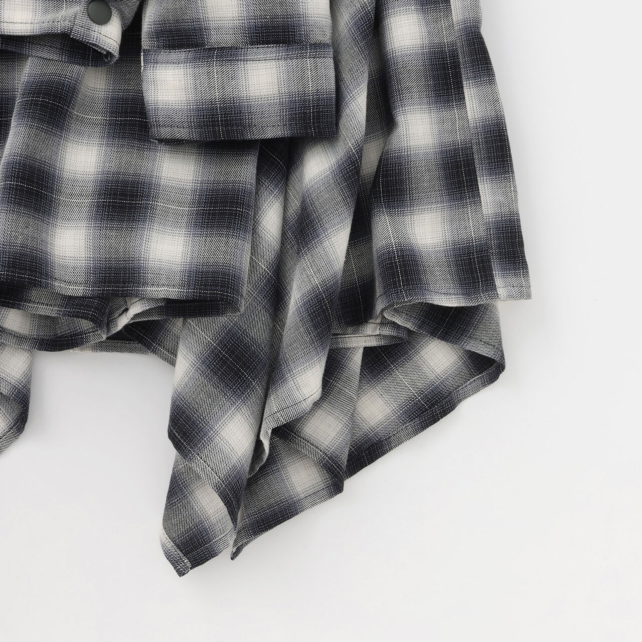 Checkered Asymmetrical Skirt,Black, large image number 8