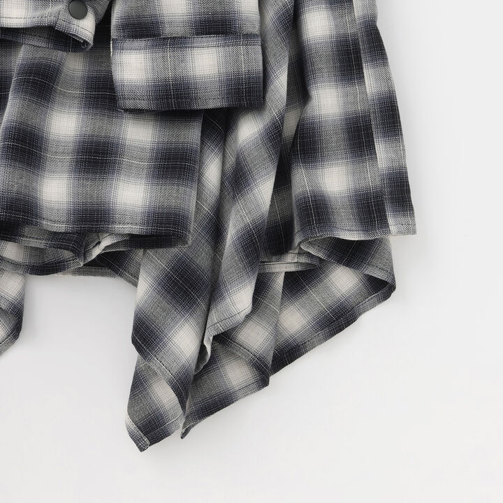 Checkered Asymmetrical Skirt,Black, medium image number 8