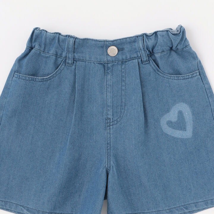 [Cool Touch] Heart Spray Denim Shorts,Gray, medium image number 2