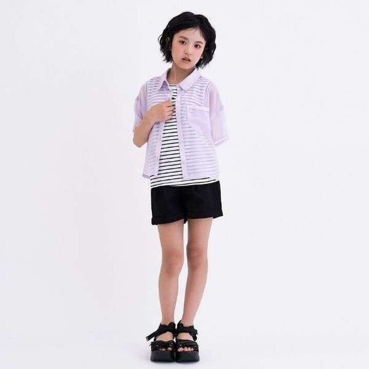 [3WAY] Short-Sleeve Sheer Shirt & Cool Sensation Tank Set,Lavender, medium image number 9