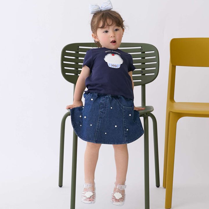 Pearl Denim Flare Skirt with Shorts,, medium