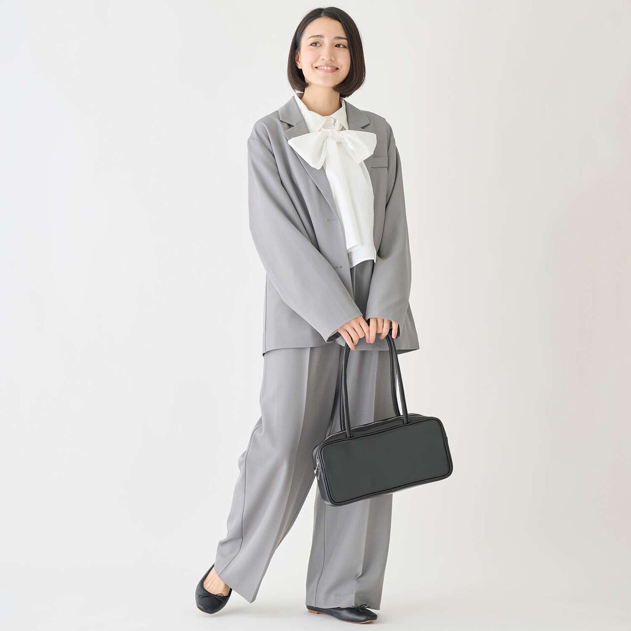 [Parent-Child Matching] Leather-Look Boston Bag,Sax blue, large image number 1