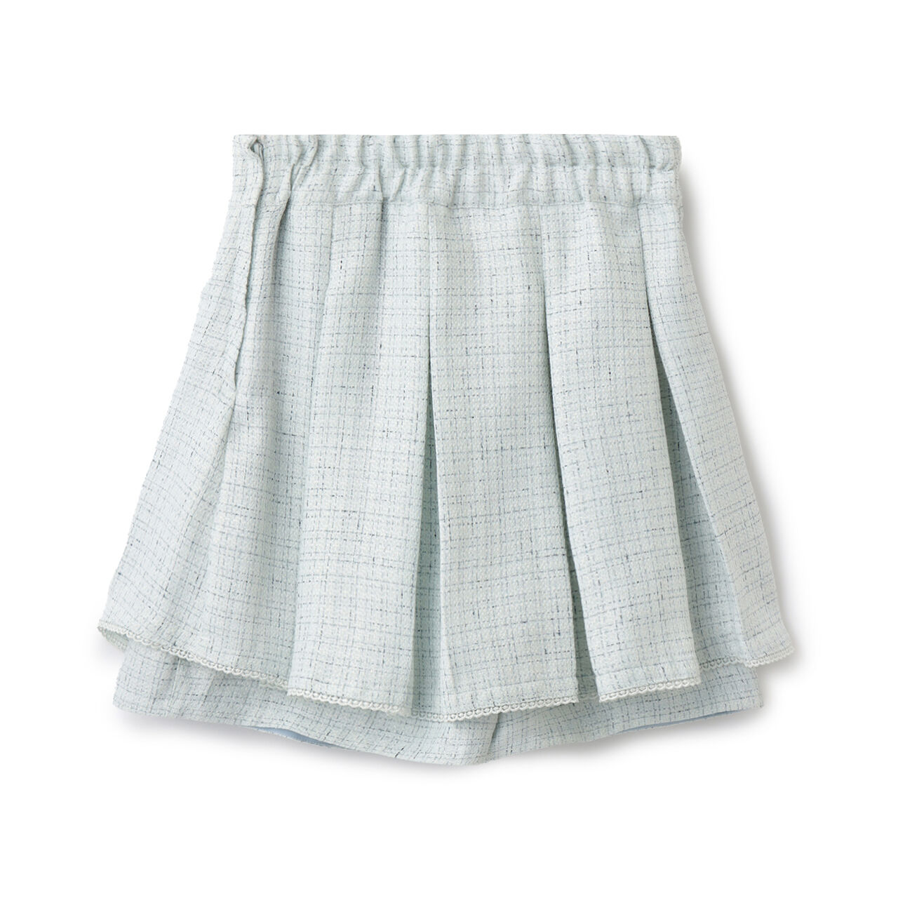 Lame Tweed Tacked Flare Shorts♪,Light blue, large image number 1