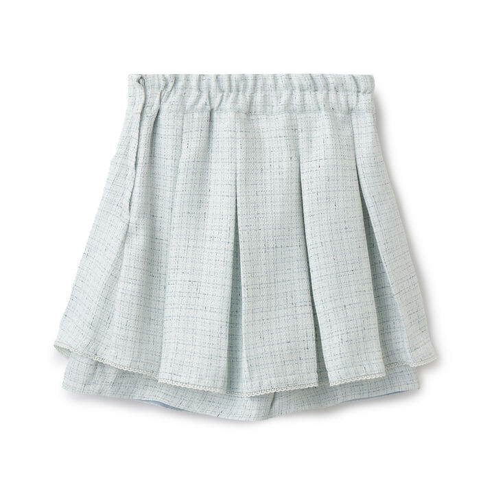 Lame Tweed Tacked Flare Shorts♪,Light blue, medium image number 1