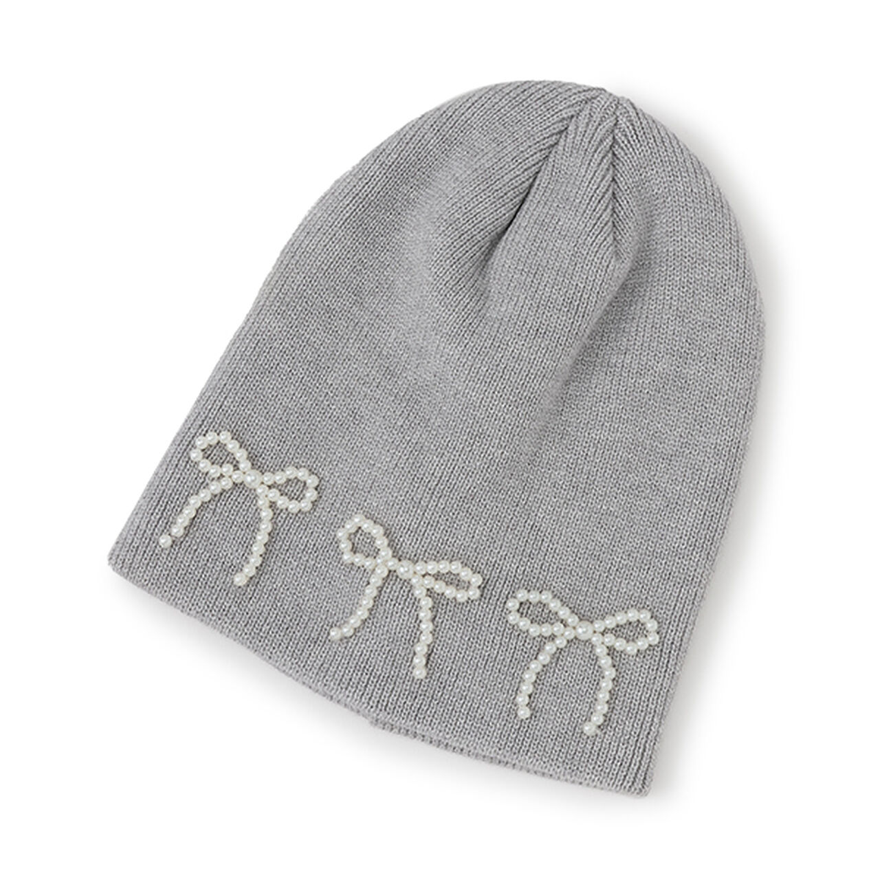 Knit Cap with Pearl Ribbon,Black, large image number 10