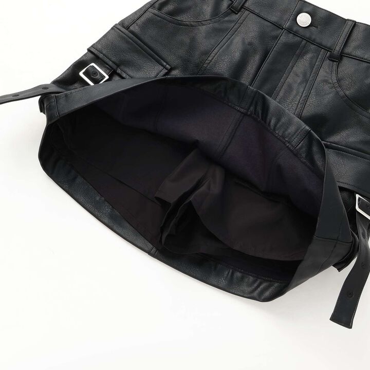 [LTXC] Faux Leather Cargo Mini Skirt,Black, medium image number 12