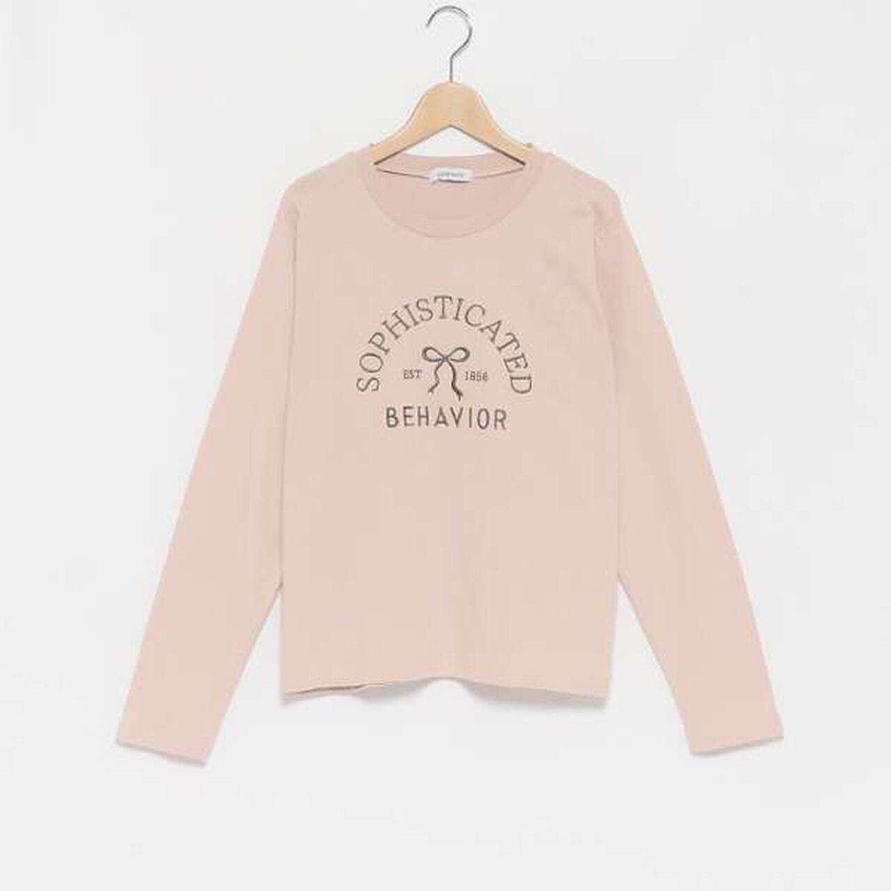 Ribbon Embroidered Long Sleeve T-Shirt,Off white, large image number 4