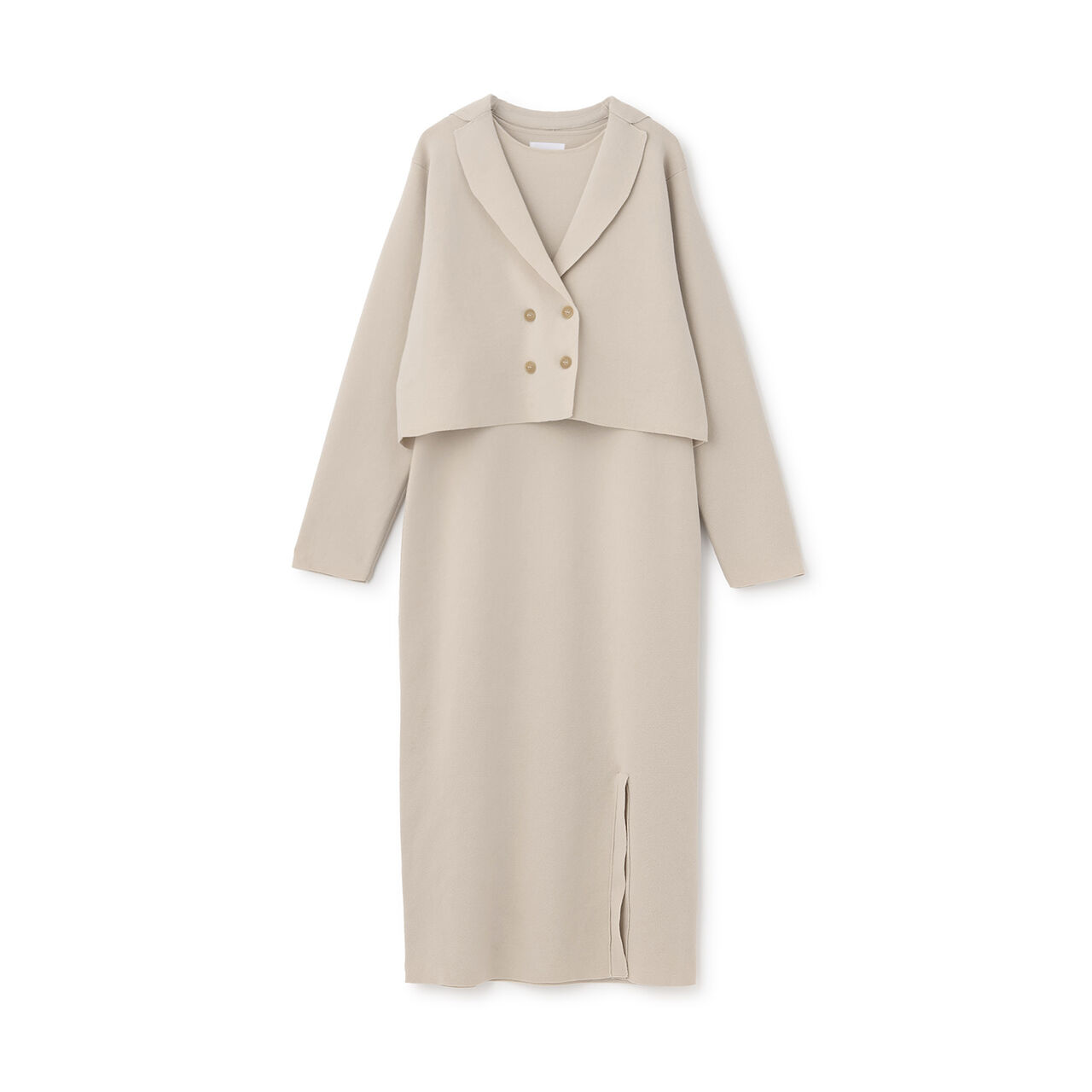 [Formal] Knitwear Jacket and One-Piece Dress Set,Light beige, large image number 11