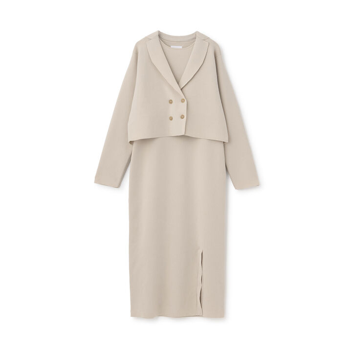 [Formal] Knitwear Jacket and One-Piece Dress Set,Light beige, medium image number 11
