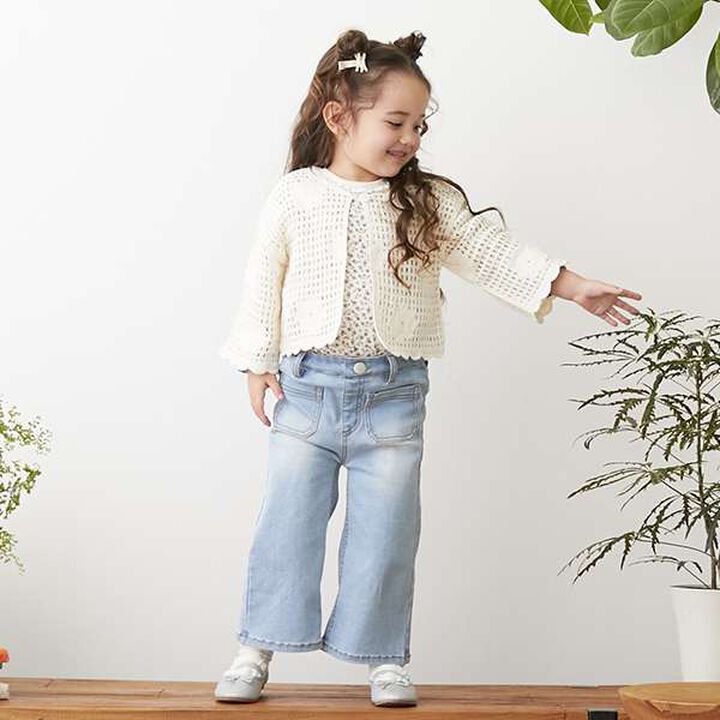 [Link] Flower Motif Black Crochet Cardigan,Ivory, medium image number 4