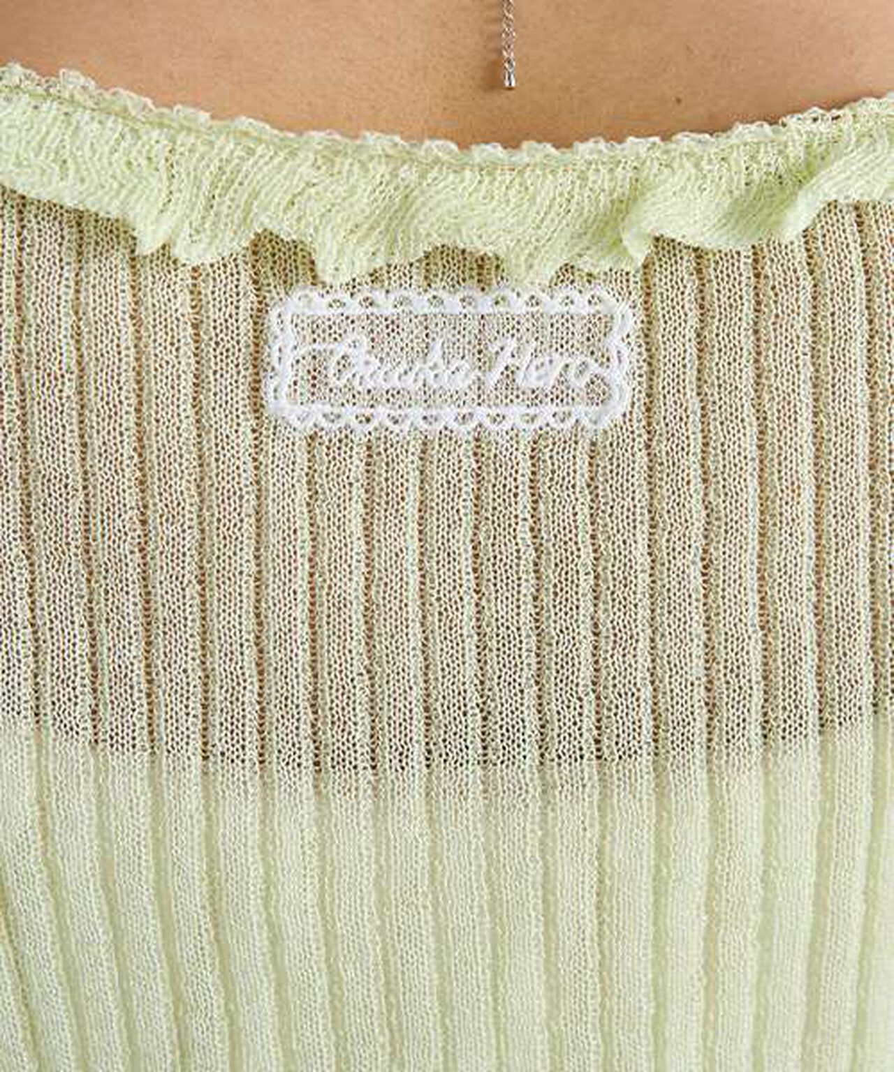 Ruffle Knit Cardigan,Light green, large image number 5