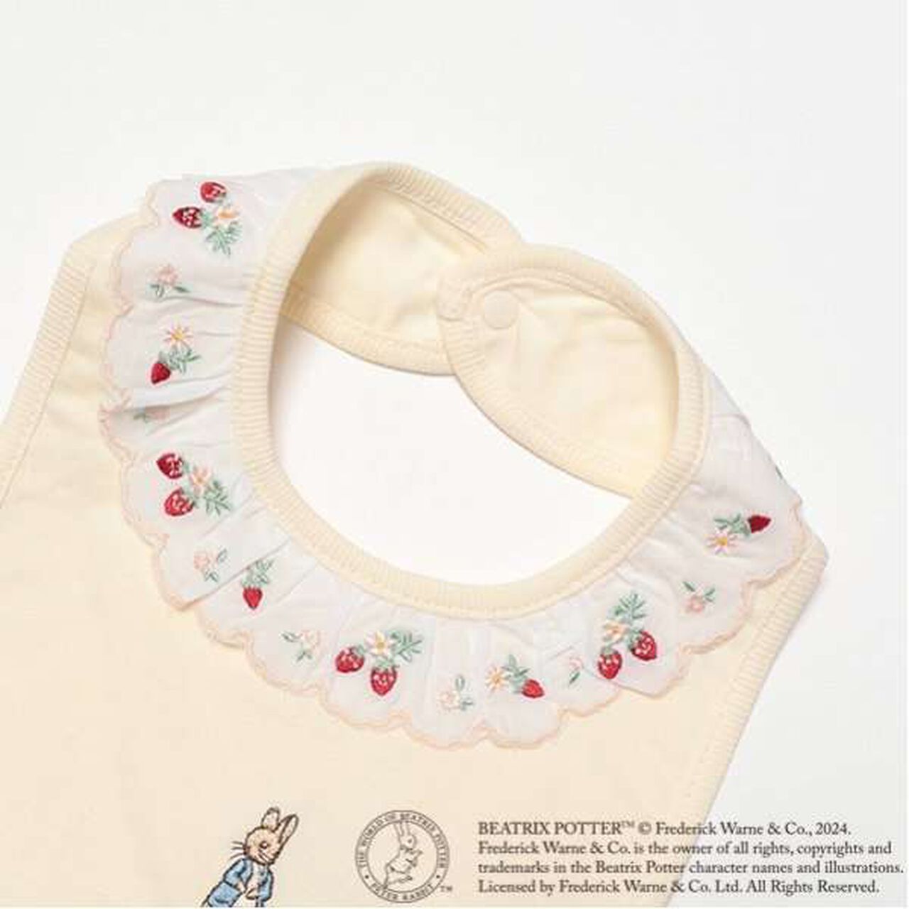 Peter Rabbit Embroidered Lace Bib,Ivory, large image number 3