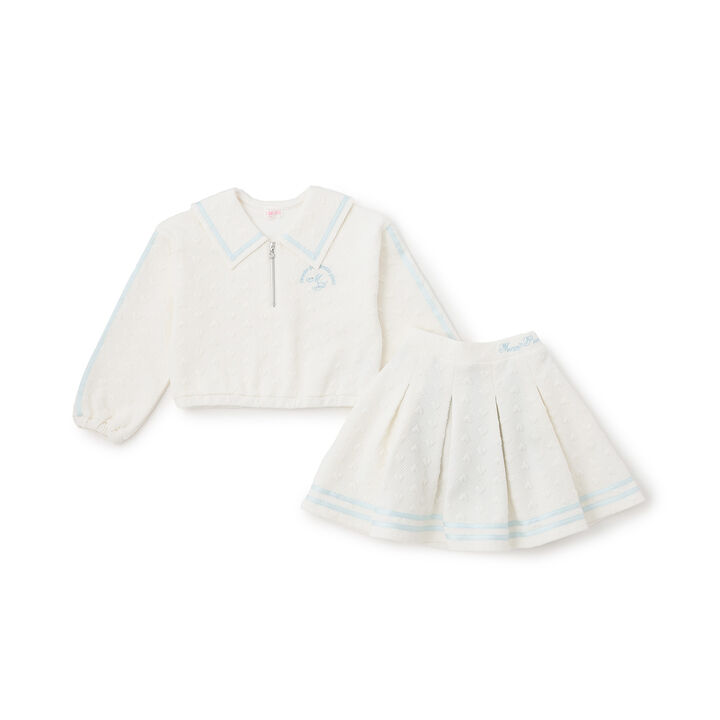 Cut Jacquard Half-Zip Sailor Outfit Set,Pink, medium image number 2