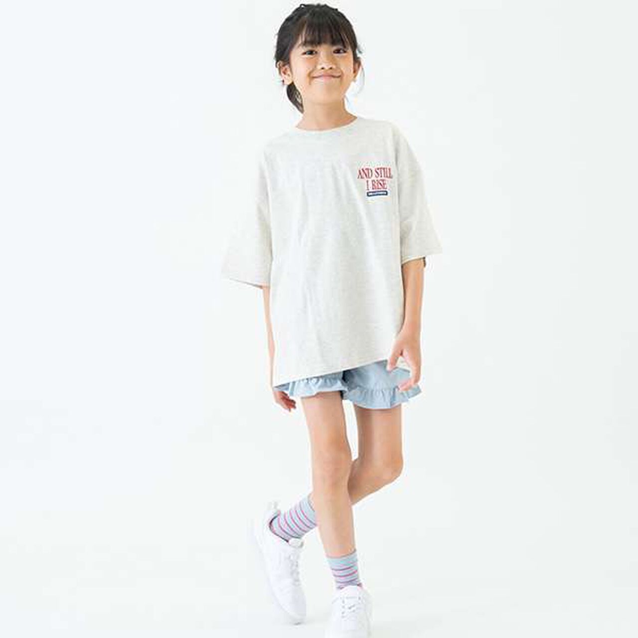 [100% Cotton Matching with Dad] Kids Logo Embroidery Big Half T-Shirt,Smoke white, large image number 2