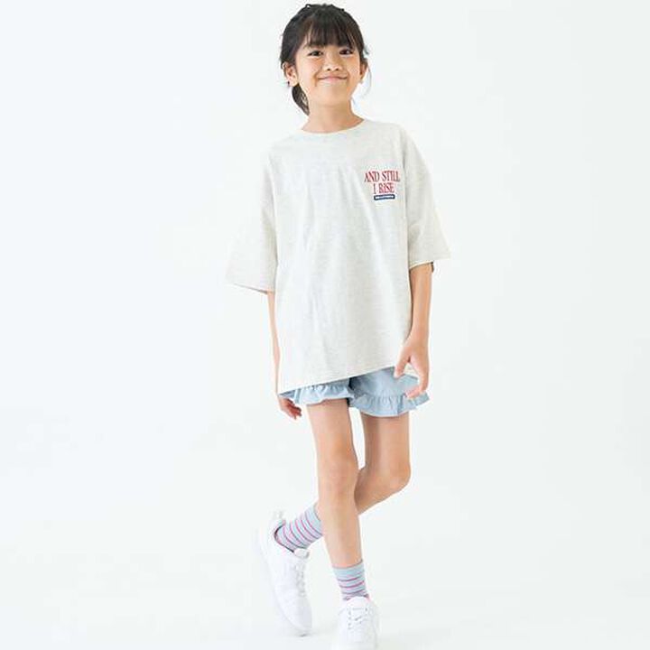 [100% Cotton Matching with Dad] Kids Logo Embroidery Big Half T-Shirt,Smoke white, medium image number 2