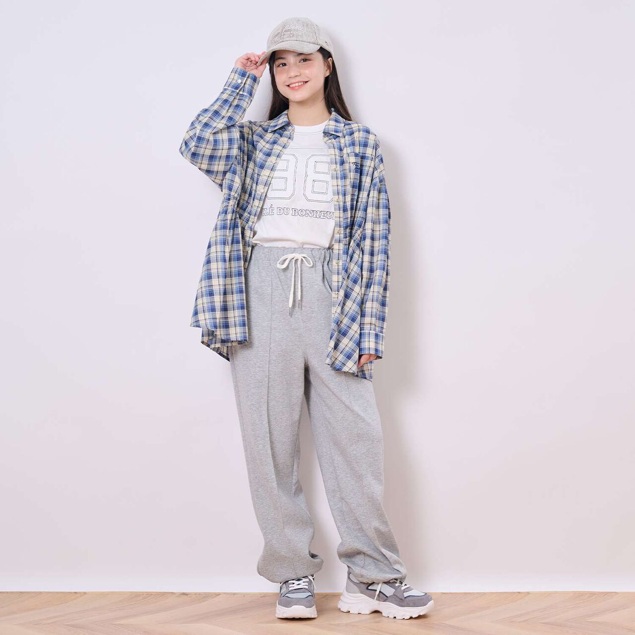 Front Peplum Checkered Shirt,Black, large image number 14