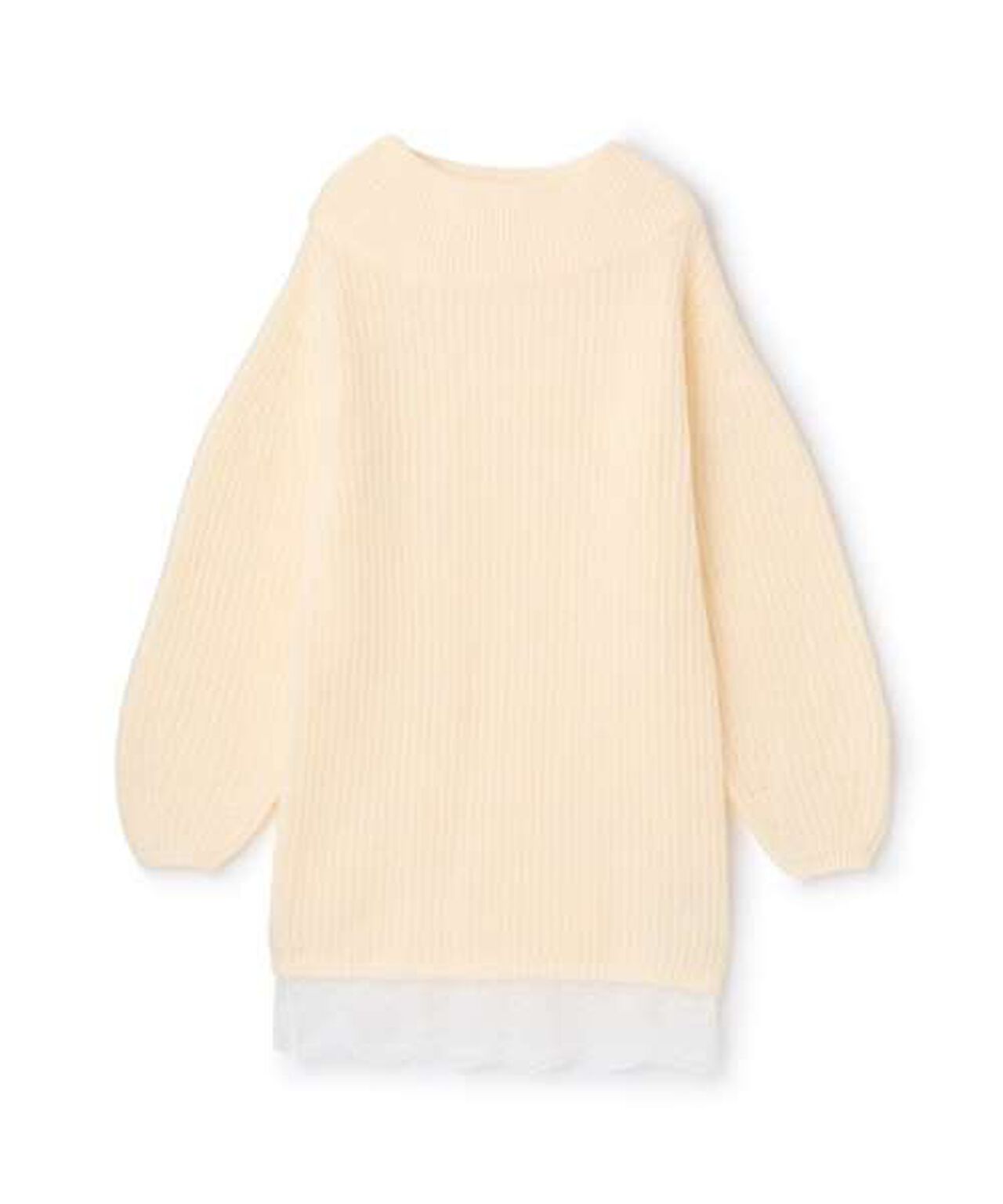 Lace Hem Knit One-Piece Dress [Korean Fashion],Pink, large image number 3