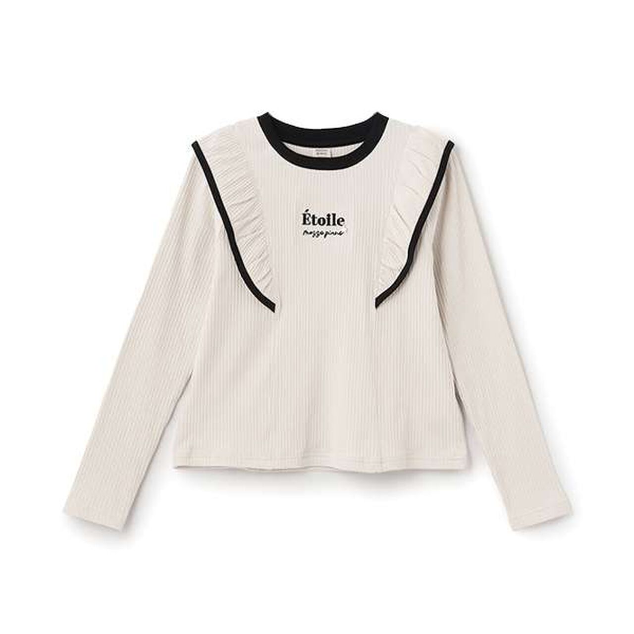 Etoile Frill Long-Sleeve T-Shirt,Ivory, large image number 0