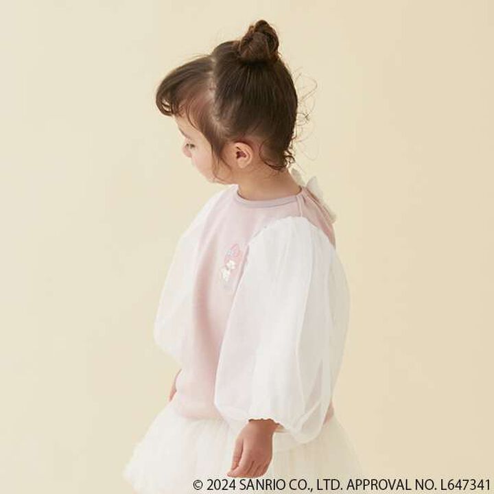 Sanrio Tulle Puff Sleeve 3/4 Long T-Shirt,Off white, medium image number 10