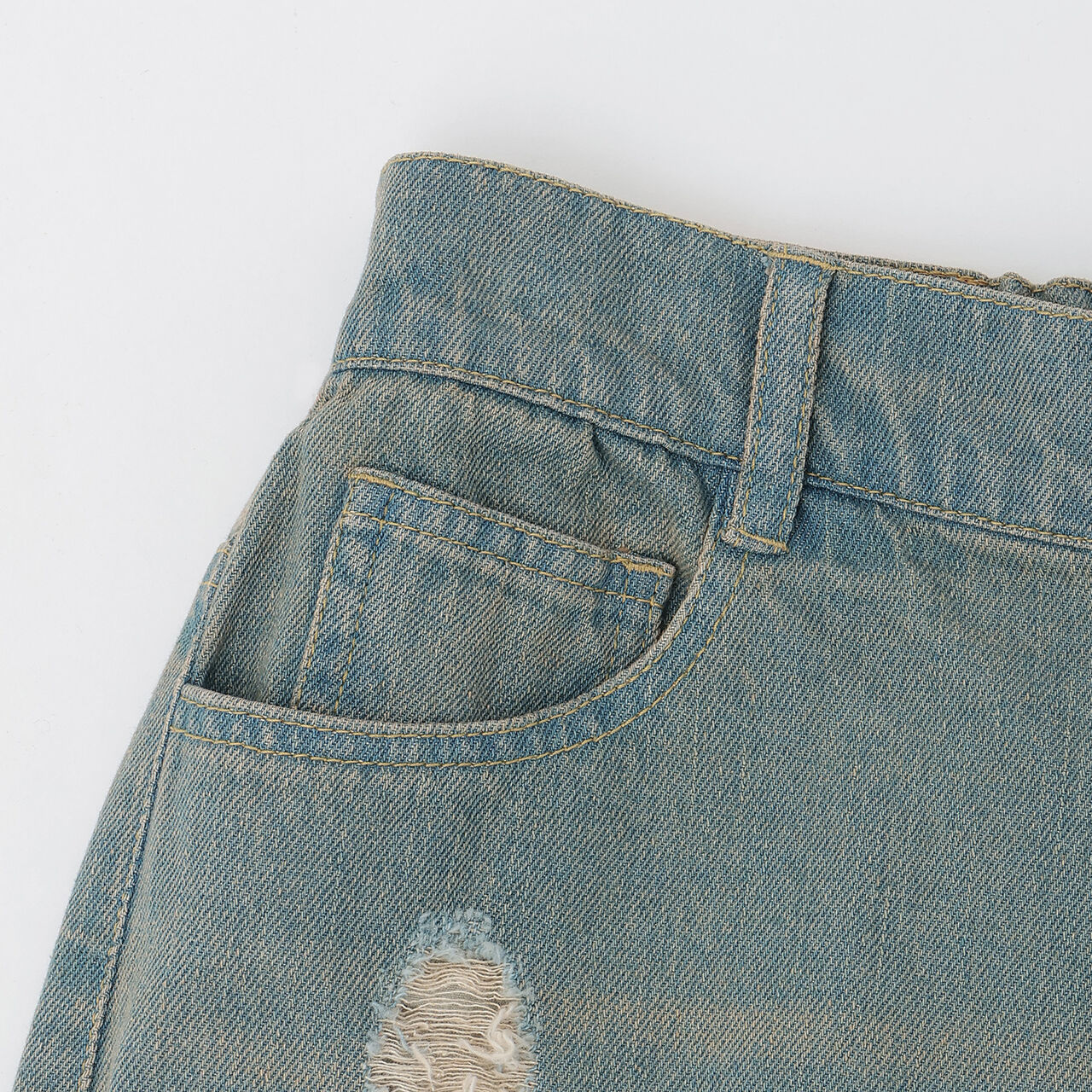 [LTXC] Distressed Denim Wide Pants [Set Available],Navy, large image number 10