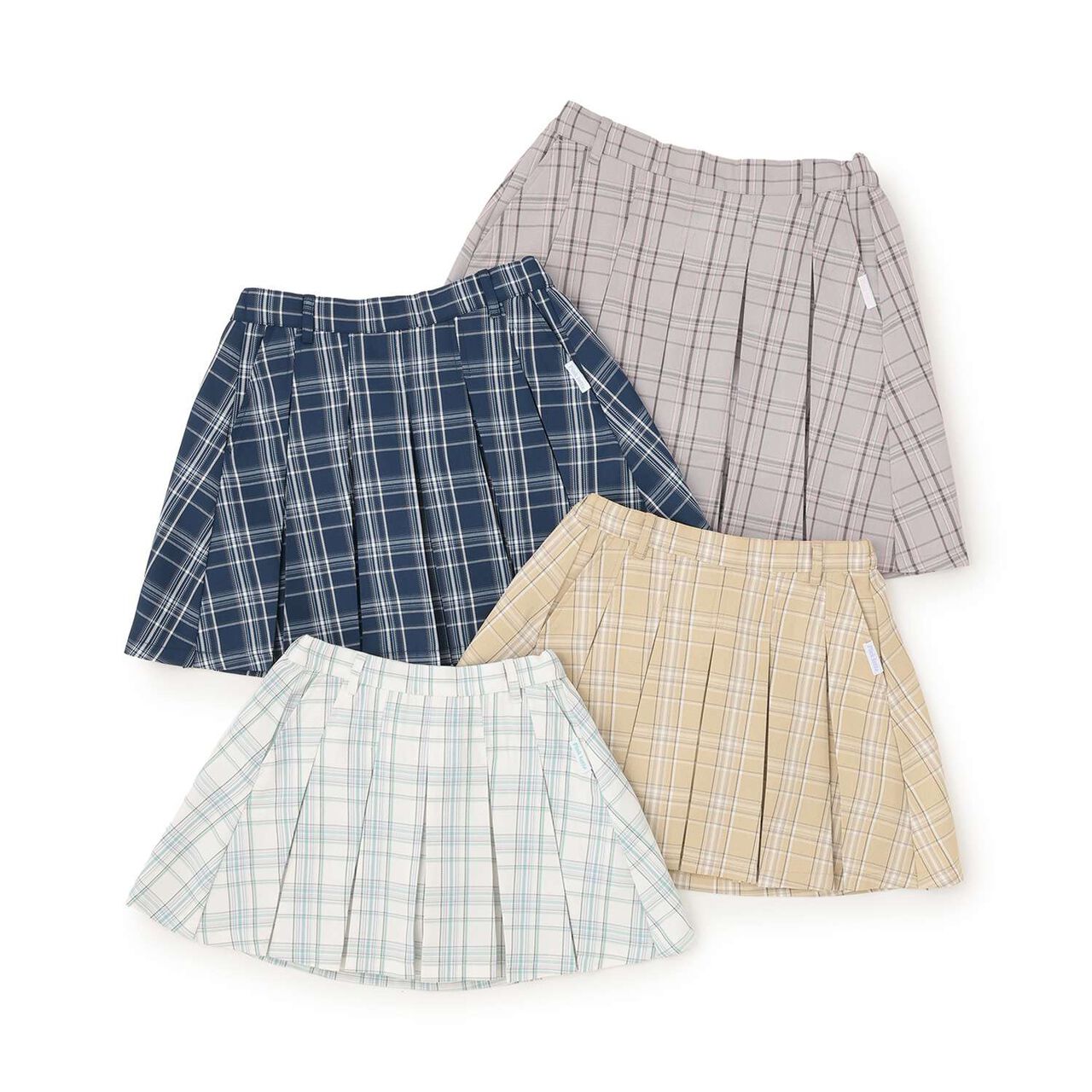 Checkered Front Pleated Skirt,Light beige, large image number 8