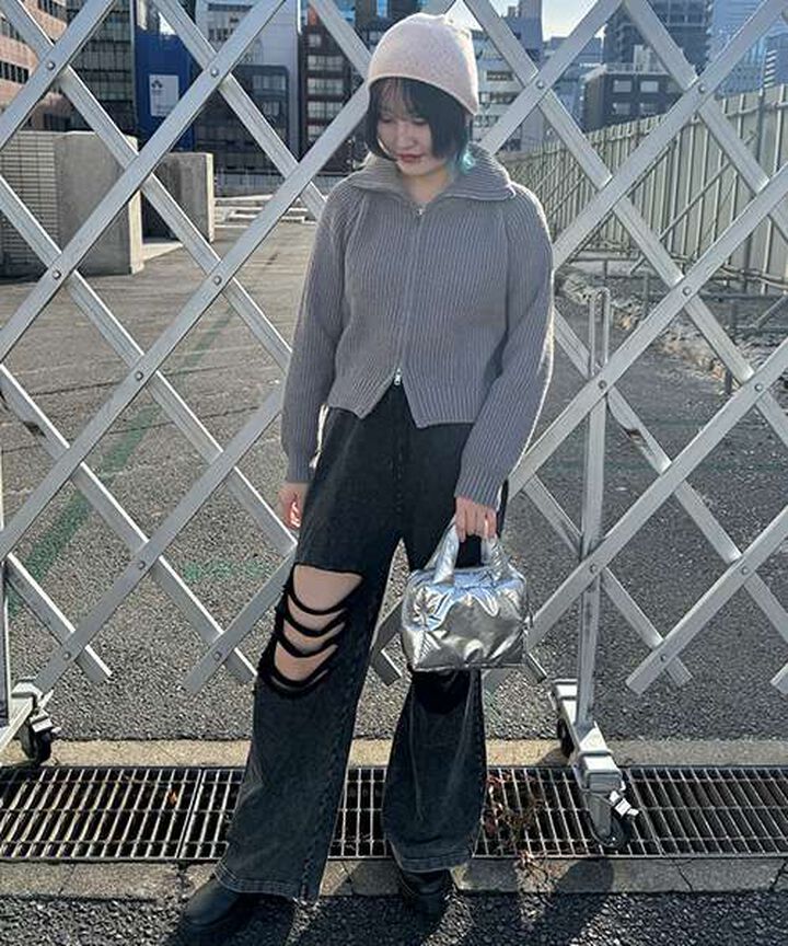 Stand Zip Knitwear,Top gray, medium image number 7