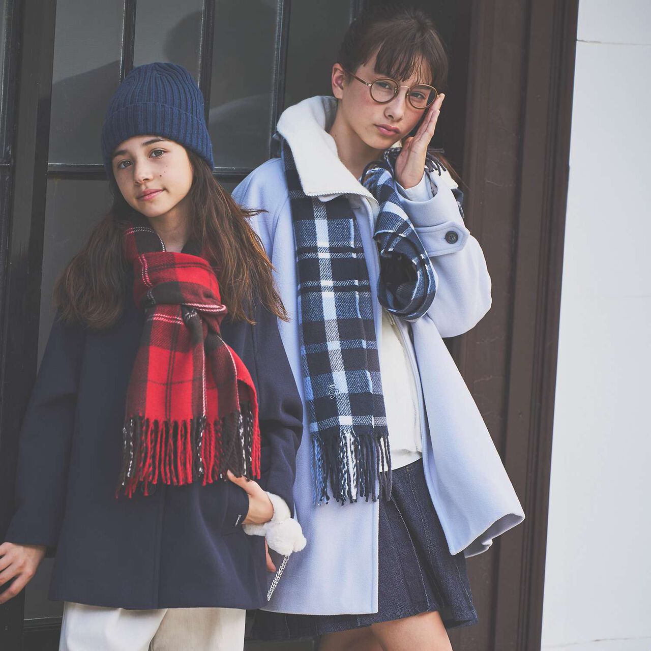 [Static-Free] Cashmere Touch Checkered Scarf,Navy, large image number 18