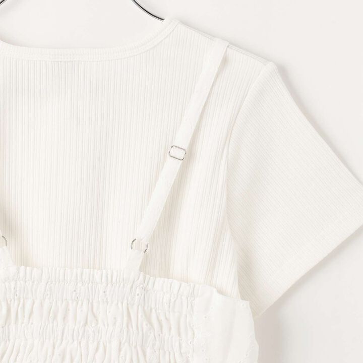 Ribbon Lace Tunic & [Cool Touch] T-Shirt Set,Off white, medium image number 8